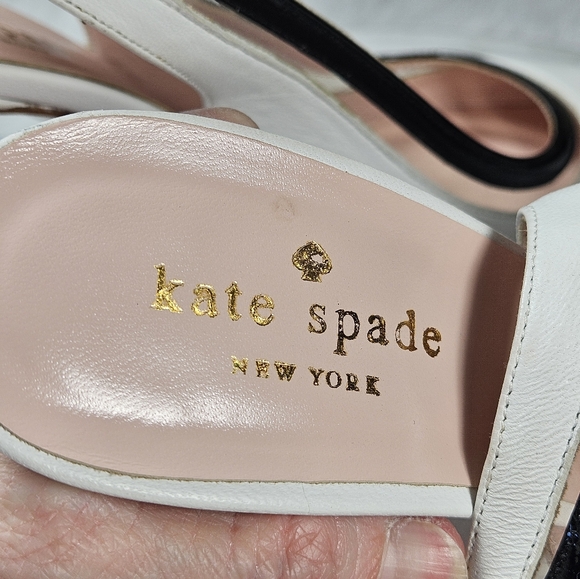 Kate Spade Black And White Leather Slingback Pointed Toe Heels Pumps Size 7M - Picture 7 of 7